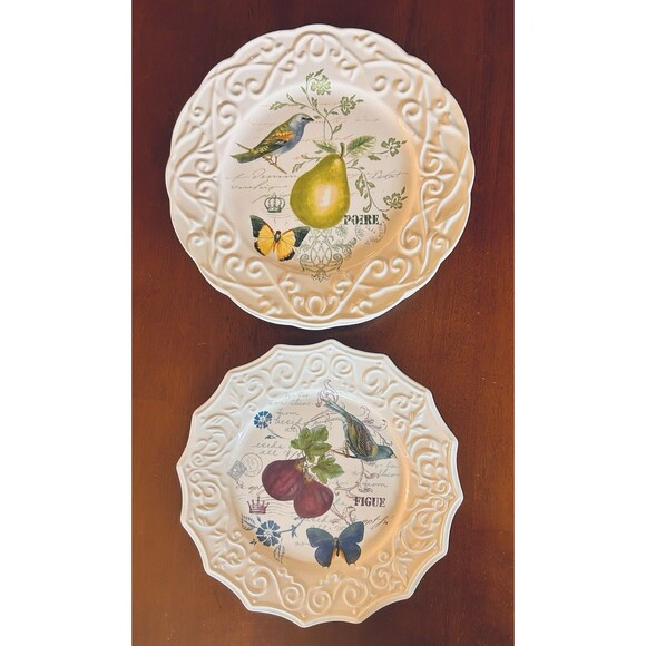 Vintage Mikasa Antique Countryside (4) Pear (1) Fig Embossed 8 1/2” Salad Plates - Picture 4 of 7